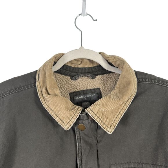 Saddlebred Chore Barn Coat Canvas Jacket Fleece Lined Corduroy Collar Mens XL - Picture 2 of 9